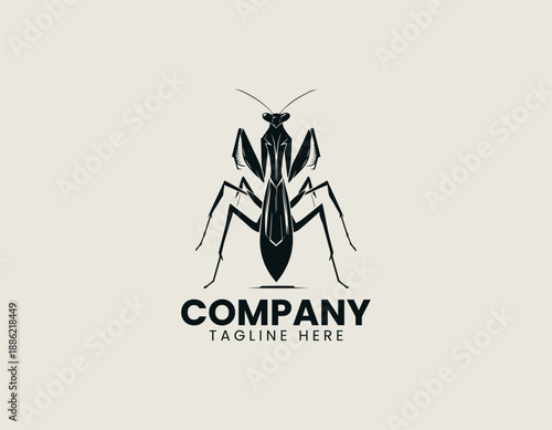 Praying Mantis Black Vector Logo Illustration