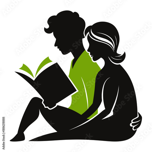 Valentine Romantic Reading Silhouette