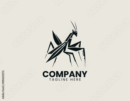Praying Mantis Black Vector Logo Illustration