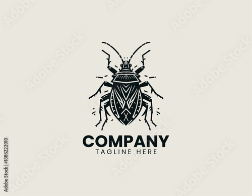Giant Water Bug Black Vector Logo Illustration
