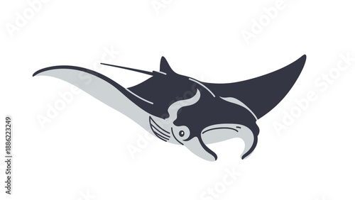 Stylized Manta Ray Ocean Creature Vector Illustration