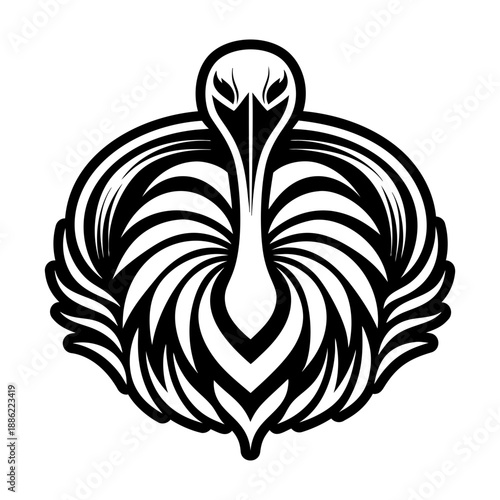 Glyph Style Ostrich Bird Icons 