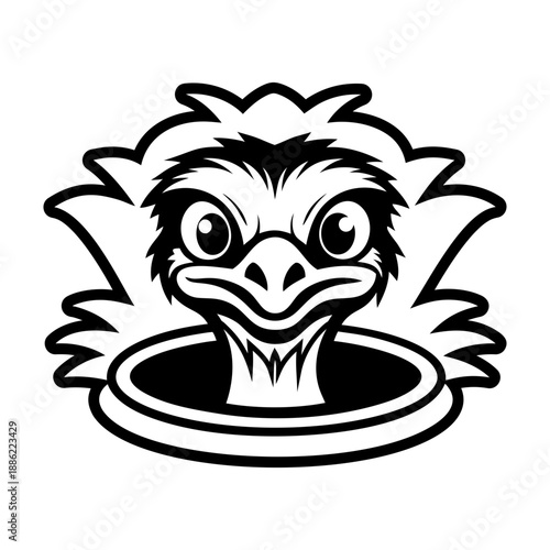 Glyph Style Ostrich Bird Icons 