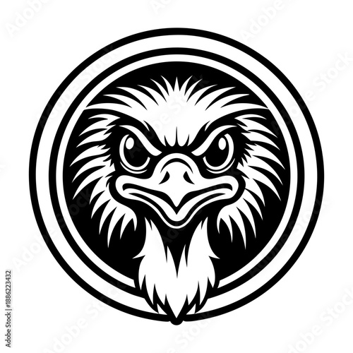 Glyph Style Ostrich Bird Icons 