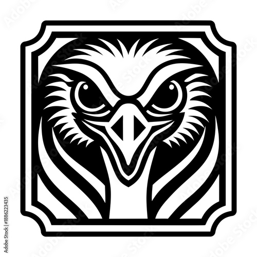 Glyph Style Ostrich Bird Icons 