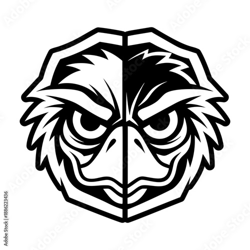 Glyph Style Ostrich Bird Icons 