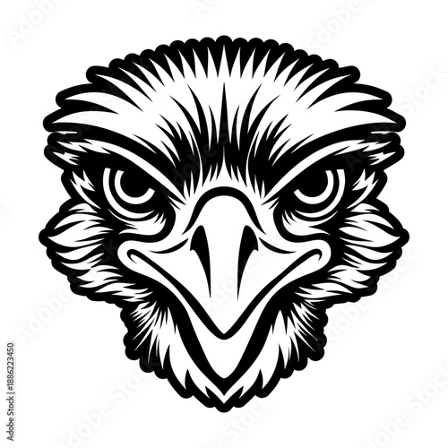 Glyph Style Ostrich Bird Icons 