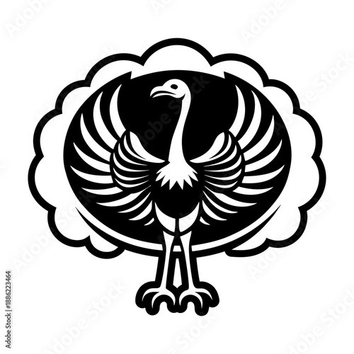 Glyph Style Ostrich Bird Icons 