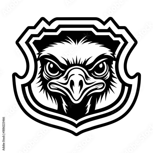 Glyph Style Ostrich Bird Icons 