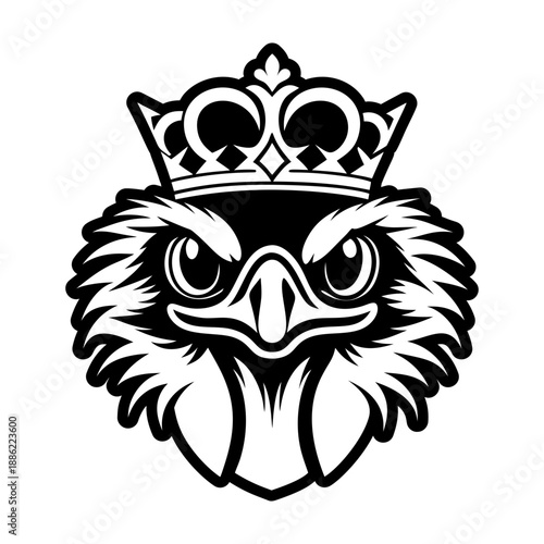 Glyph Style Ostrich Bird Logos 