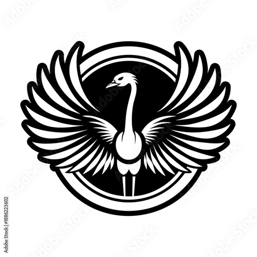 Glyph Style Ostrich Bird Logos 