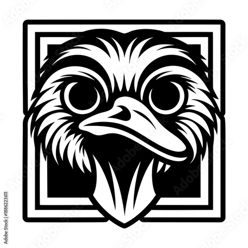 Glyph Style Ostrich Bird Logos 