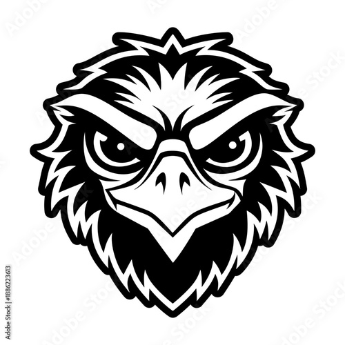 Glyph Style Ostrich Bird Logos 