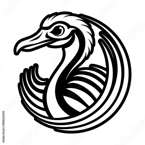 Glyph Style Ostrich Bird Logos 