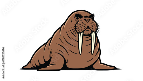 Cartoon Walrus Illustration: Arctic Animal Vector Art