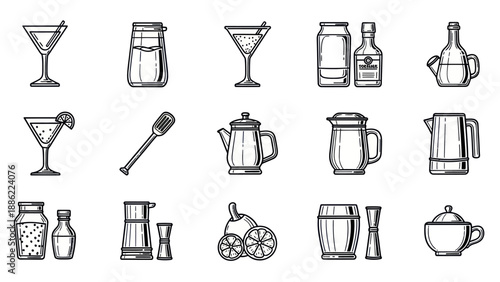 Various drink and kitchenware icons for design and conceptual use