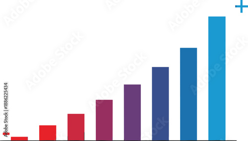 A colorful bar graph illustration displaying increasing trends and data visualization from a straightforward viewpoint