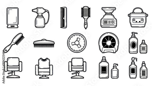 Styling tools and equipment isolated on white vector graphic design