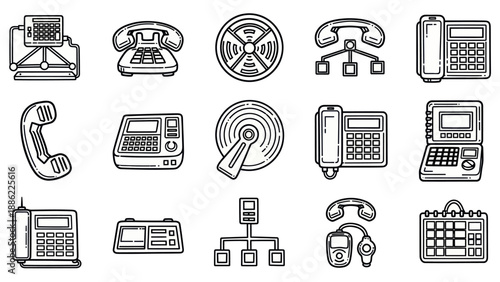Set of vintage and modern telephone icons for communication designs