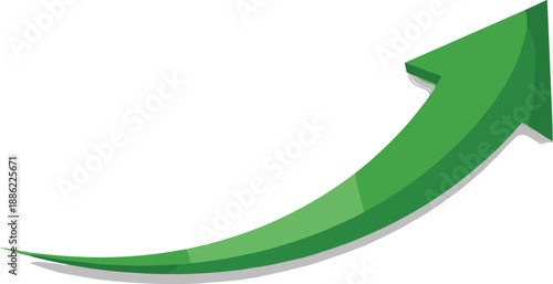 Green arrow pointing upwards in a graphical illustration indicating growth and progress