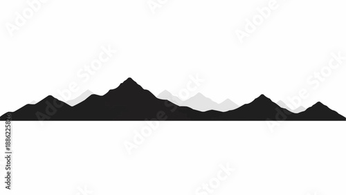 Silhouette of mountain range against a white background.