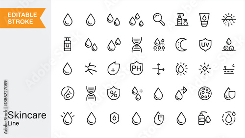 Skincare and Beauty Icons A Comprehensive Collection of Line Graphics for Health and Wellness Brands