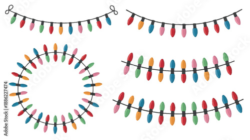 Brightly Colored String Lights Garland, Festive Holiday Decor Ornaments for Celebrations and Parties