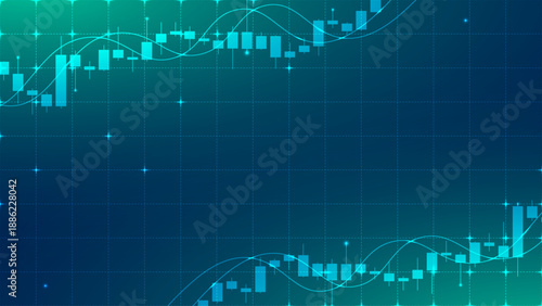 Abstract financial stock market background. Design for investment graph candlestick chart indicator lines trading and financial technology  concept.