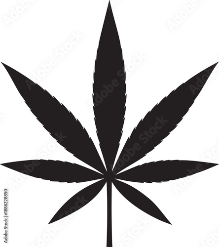 Cannabis Leaf Vector Silhouette, Hemp Leaf Black Icon