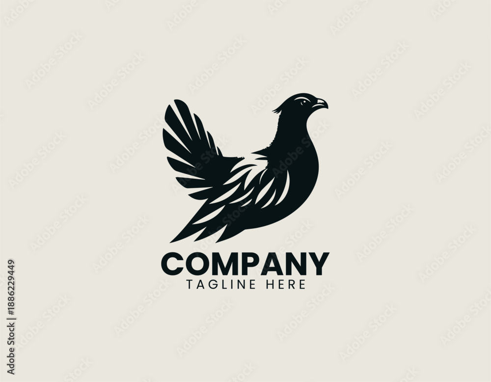 Obraz premium Black Billed Capercaillie Bird Black Vector Logo Illustration