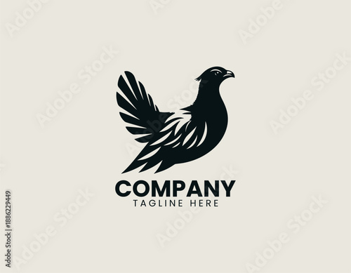 Black Billed Capercaillie Bird Black Vector Logo Illustration