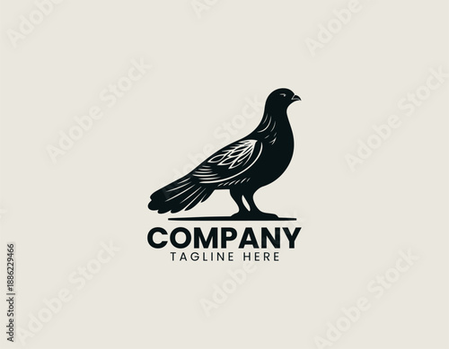 Black Billed Capercaillie Bird Black Vector Logo Illustration