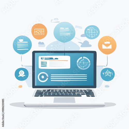 Modern digital workspace concept with task checklist interface