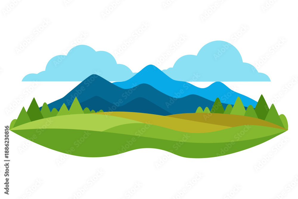 Obraz premium Nature Panorama Landscape Vector Illustration