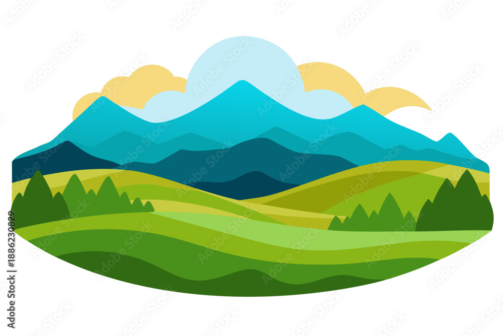 Naklejka premium Nature Panorama Landscape Vector Illustration