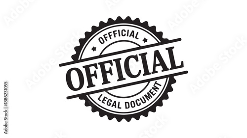 Official seal with stamped text in black ink on circular grunge texture for legal documents