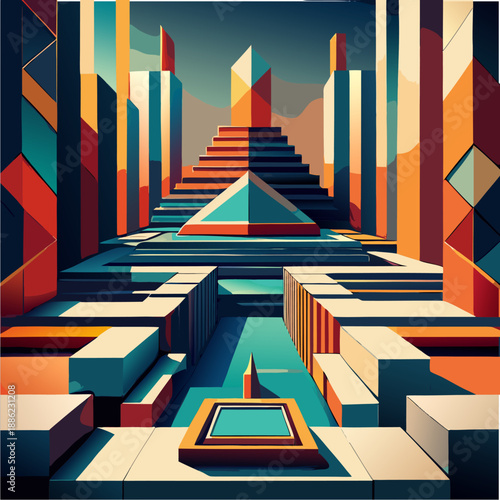 vector abstract artwork using modular rectangular and square blocks 2