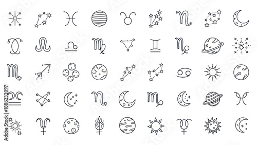 Zodiac Signs and Celestial Icons: A Cosmic Collection of Astrology Symbols