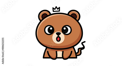 Cartoon bear with crown isolated illustration