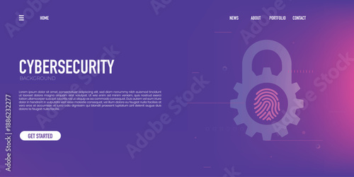 Cybersecurity Trendy background for landing page background, colorful abstract. Futuristic design backdrop for banner, poster, cover, flyer, presentation, advertising