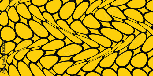 simple black outline circle wave pattern on yellow for banner poster background.