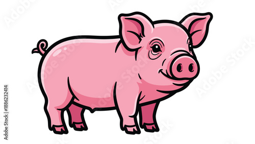 Cartoon Pig Illustration: Farm Animal Icon