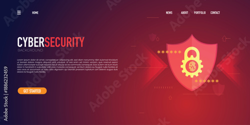 Cybersecurity Trendy background for landing page background, colorful abstract. Futuristic design backdrop for banner, poster, cover, flyer, presentation, advertising