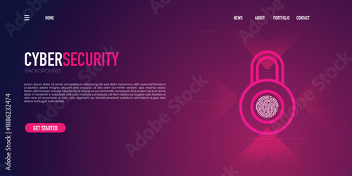 Cybersecurity Trendy background for landing page background, colorful abstract. Futuristic design backdrop for banner, poster, cover, flyer, presentation, advertising