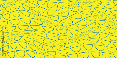 simple blue half outline circle wave pattern on yellow for banner poster background.