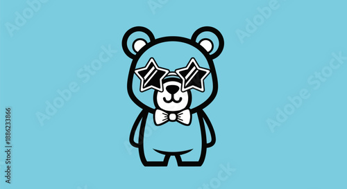 Cartoon bear with star glasses