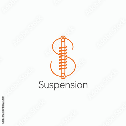 Letter S with shock absorber linear logo design. S monogram suspension symbol icon sign