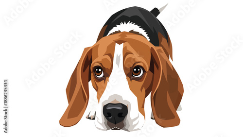 Beagle Puppy Illustration: Cute Dog with Big Eyes, Vector Art