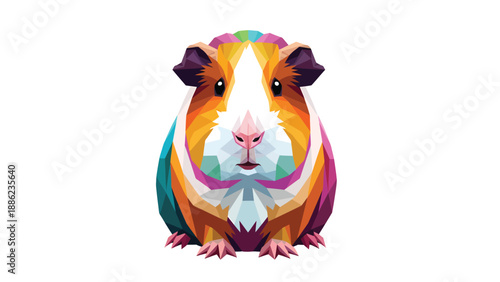 Colorful Guinea Pig Geometric Art: Pet Rodent Portrait Illustration
