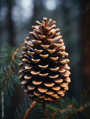 Wallpaper Mural Brown pine cone in macro view with natural forest background. Winter holiday decoration item and natural element. Torontodigital.ca